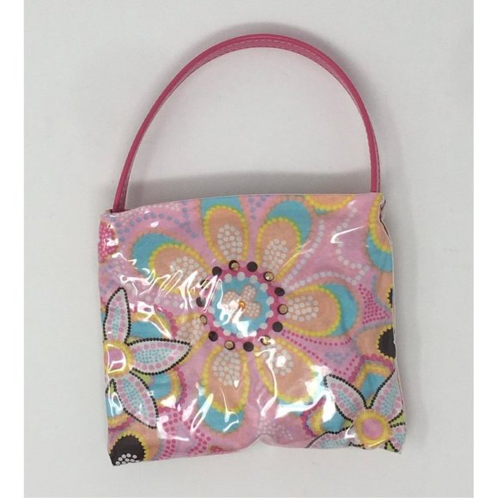 M Andonia Little Girls Mini Flat Tote Pink Floral and Swarovski Cystals NEW